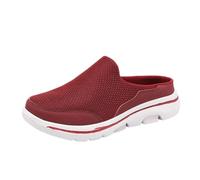 Unisex Slippers Casual Clog Chunky Soles House Shoes Breathable Mesh Walking Mules Comfort Half Slippers Slip-On Indoor Outdoor Slide Closed Toe Summer Slipper Lightweight Beach Slides Watermelon Red