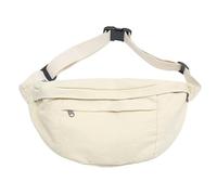 Unisex Slouchy Sling Bag, Large Fanny Pack with Multiple Compartments, Canvas Chest Purse Crossbody Bag, Adjustable Strap, Large Capacity, Off white, Large8, Slouchy