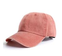 Unisex Soft Coral Cotton Baseball Cap with 7cm Brim for UV Protection - Adjustable Metal Buckle Vintage Wash Vintage Design Fits Head Sizes 56-60cm for Casual Outdoor Hiking Tennis Golf