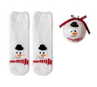 Unisex Soft Coral Velvets Christmas Stockings With Decorative Balls Santa Snowman Elk Print Indoor Fuzzy Slipper Socks Indoor Fuzzy Slipper Socks For Women