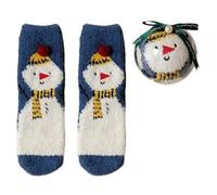 Unisex Soft Coral Velvets Christmas Stockings With Decorative Balls Santa Snowman Elk Print Indoor Fuzzy Slipper Socks Indoor Fuzzy Slipper Socks For Women