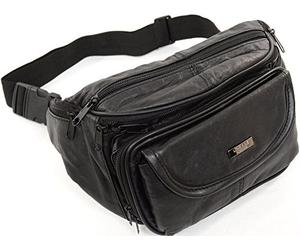 Unisex Soft Nappa Leather Bum Bag/Waist Bag with Multiple Pockets by Lorenz