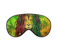 Unisex Soft Sleeping Mask, Airplane Travel Adjustable Strap Sleep Eye Mask, Cool Rasta Flag Weedleaf Rastafarian Reggae Lion Eye Mask for Airplane Travel Yoga Nap