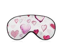 Unisex Soft Sleeping Mask, Airplane Travel Adjustable Strap Sleep Eye Mask, Red Love Heart Art Valentines Eye Mask for Airplane Travel Yoga Nap