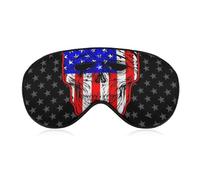 Unisex Soft Sleeping Mask, Airplane Travel Adjustable Strap Sleep Eye Mask, Skull USA Stars American Flag Black Eye Mask for Airplane Travel Yoga Nap