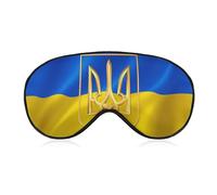 Unisex Soft Sleeping Mask, Airplane Travel Adjustable Strap Sleep Eye Mask, Ukraine Flag and Coat of Arms Eye Mask for Airplane Travel Yoga Nap