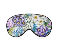 Unisex Soft Sleeping Mask, Airplane Travel Adjustable Strap Sleep Eye Mask, Watercolor Floral Vintage Flowers and Birds Butterflies Peony Flower Eye Mask for Airplane Travel Yoga Nap