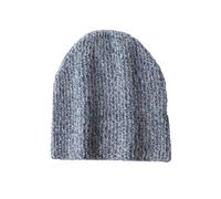 Unisex Solid Cashmere Blend Two-Tone Knitted Hat Winter Warm Bucket Hat High-Stretch Fedora Blue