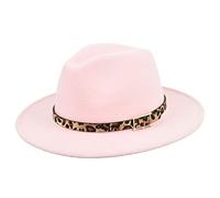 Unisex Solid Fashion Vintage Classic Cowboy Cowgirl Hat with Leopard Band Sun Straw Hat Wide Brim Casual Summer Outdoors Beach Jazz Cap Sunshade Lightweight Breathable, Muticolor Pink One Size