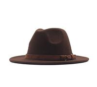 Unisex Solid Sun Straw Hat Bowler Hat with Cool Leather Belt Floppy Wide Brim Fedora Cowboy Cowgirl Hat Retro Vintage Gentleman Outdoor Travel Coffee One Size
