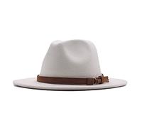 Unisex Solid Sun Straw Hat Bowler Hat with Cool Leather Belt Floppy Wide Brim Fedora Cowboy Cowgirl Hat Retro Vintage Gentleman Outdoor Travel White One Size