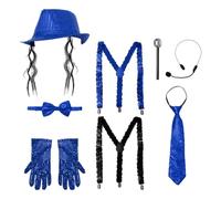 Unisex Sparkling Accessory for Costumes Disco Glove Set Royal Blue One Size