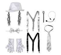 Unisex Sparkling Accessory for Costumes Disco Glove Set Sliver One Size