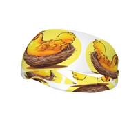 Unisex Sports Headband, Bird's Nest Golden Chicken Basketball Elastic Headband, Exercise Running Cycling Yoga Fitness Sweat Band,
