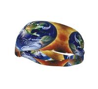 Unisex Sports Headband, Cosmic Earth Basketball Elastic Headband, Exercise Running Cycling Yoga Fitness Sweat Band,
