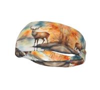 Unisex Sports Headband, Deer by The River Basketball Elastic Headband, Exercise Running Cycling Yoga Fitness Sweat Band,