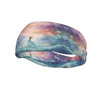 Unisex Sports Headband, Fantasy Paradise Space Basketball Elastic Headband, Exercise Running Cycling Yoga Fitness Sweat Band,