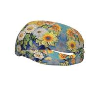 Unisex Sports Headband, Oil on Canvas Flowers Basketball Elastic Headband, Exercise Running Cycling Yoga Fitness Sweat Band,