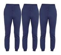 Unisex Sports Joggers Fleece Bottoms Slim Fit Sweatpants 5-14 Yrs (UK, Age, 9 Years, 10 Years, Slim, Pack of 3 Navy)