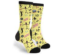 Unisex Sports Socks Swing Dance Dancers Musicians Retro Yellow Crew Socks Classic Hiking Socks Secure Fit Running Socks For Outdoor Trainer Running
