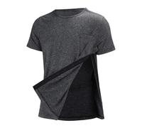 Unisex Sports T-Shirts After Shoulder Surgery Operations for Men and Women Casual Shirt with Left and Right Side Button Placket Recovery Shirts Post Shoulder Clothing Functional Shirt, gray, L