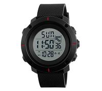 Unisex Square Large Face LED Digital Watch Electronic for Men Watch for Women Student Silicone Watches (Red Rectangle)