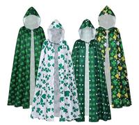 Unisex St. Patrick's Day Cloak Novelty Funny Cape, Lucky Shamrock Printed Poncho Irish Green Cloaks Jacket Adults Full Length Capes Festival Outfits Paddy's Day Fancy Dress for Parades Cosplay