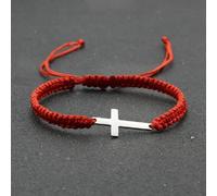 Unisex Stainless Steel Cross Charm Bracelet Men Braid Adjustable Lucky Red String Bracelets for Women Cuff Jewelry Gift