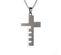 unisex Stainless Steel Cross Pendant Christian Jesus Scripture Amulet Necklace Men's Women's Religious Prayer Faith Jewelry Gift Jewelry Accessories