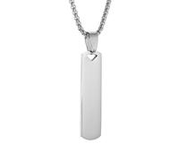 Unisex Stainless Steel Glossy Rectangular Pendant Necklace for Men and Women Simple Popular Street Party Punk Jewelry Gift hip-hop gift