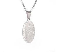 unisex Stainless Steel St Christopher Pattern Medal Pendant Necklace Catholic Prayer Lucky Amulet Jewelry Gift Accessories Men Women Accessories