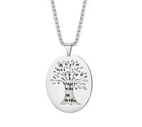 Unisex Stainless Steel Tree of Life Prayer Pendant Necklace