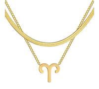 Unisex Stainless Steel Zodiac Necklaces 12 Constellation Overlay Snake Chain Pendant Choker for Women Girl Birthday Jewelry fashion