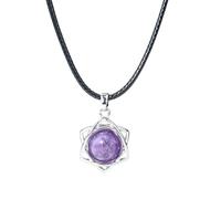unisex Star of David Amethyst Pendant Necklace Natural Quartz Crystal Stone Energy Healing Amulet Choker Charm Jewelry for Women Men gifts