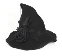 Unisex Steampunk Hats with Gears Pointers Black Goth Witch Hat for Women Men Halloween Costume Headpiece Wide Brim Pointed Hat Punk Theme Party Headwear Wizard Witches Hat Cosplay Accessories