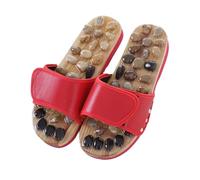 Unisex Stone Cobblestone Foot Massage Slippers Rotating Feet Sandals Adjustable Relaxation Massager Shoes for Mom Dad Gifts(Red,41-42)