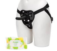 Unisex Strap On Dildo & Harness Kit - Toy & Body Wipes 25 Pack