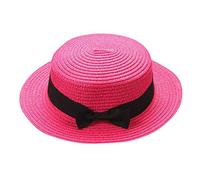 Unisex Straw Boater Hats Cute Bowknot Sun Protecion Foldable Packable Summer Panama Hat Travel Vacation Beach Hats for Women Men Hot Pink