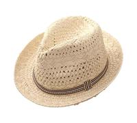 Unisex Straw Fedora Panama Hat Short Brim Summer Sun Beach Cap Western Trilby Derby Jazz Hats for Men & Women Sun Hats for Women UK