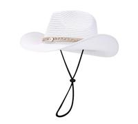 Unisex Straw Sun Hat Panama Hat Summer Fedora Trilby Hat Safari Beach Hat Foldable West Cowboy Hat Sun UV Protection Hat Wide Brim Straw Bucket Hat with Adjustable Chin Strap Summer New