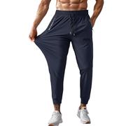 Unisex Stretch Active Pants - Comfy Fit Design, Quick-Drying Fabric, Plus Size Option, Lightweight with Zipper Pocket(Dark Blue, L)