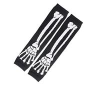 Unisex Stretchy Fingerless Hand Warmer Black Skeleton Gloves Mittens
