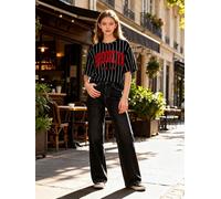 Unisex Striped Graphic T-Shirt, Summer Oversized Short Sleeve Crew Neck Vintage Casual Tee for Men & Women