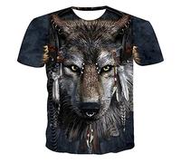 Unisex Stylish 3D Printed Graphic Short Sleeve T-Shirts Wolf Animal Graphic Tee Tops for Women Men
