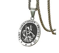 unisex Stylish Classic St Christopher Pendant Necklace Men's Amulet Accessory Hip Hop Punk Birthday Gift
