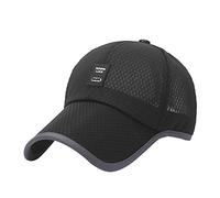 Unisex Summer Breathable Baseball Cap Snapback Quick Dry Mesh Sun Hat Bone Trucker Cap for Women Men (Black)