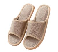 Unisex Summer Thick Soled Indoor Slippers with Non-Slip TPR Outsole, Soft EVA Cushion for Bathroom & Leisure Use, Lightweight & Quiet Walking (Beige, 5)