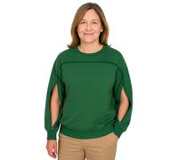 Unisex Sweatshirt for Dialysis, Chemo & Infusions - Full Chest & Arm Zipper Access for Port, PICC Line, AV Fistula, Green, Large