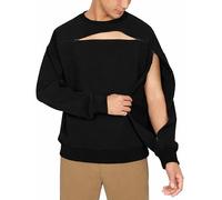 Unisex Sweatshirt for Dialysis, Chemo & Infusions - Full Chest & Arm Zipper Access for Port, PICC Line, AV Fistula, Black, 3XL