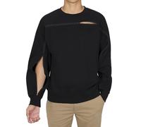 Unisex Sweatshirt for Dialysis, Chemo & Infusions - Full Chest & Arm Zipper Access for Port, PICC Line, AV Fistula, Black, L